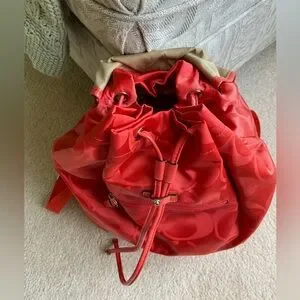 Coach | Bags | Nwot Coach Orange Nylon Logo Backpack | Poshmark display picture 2